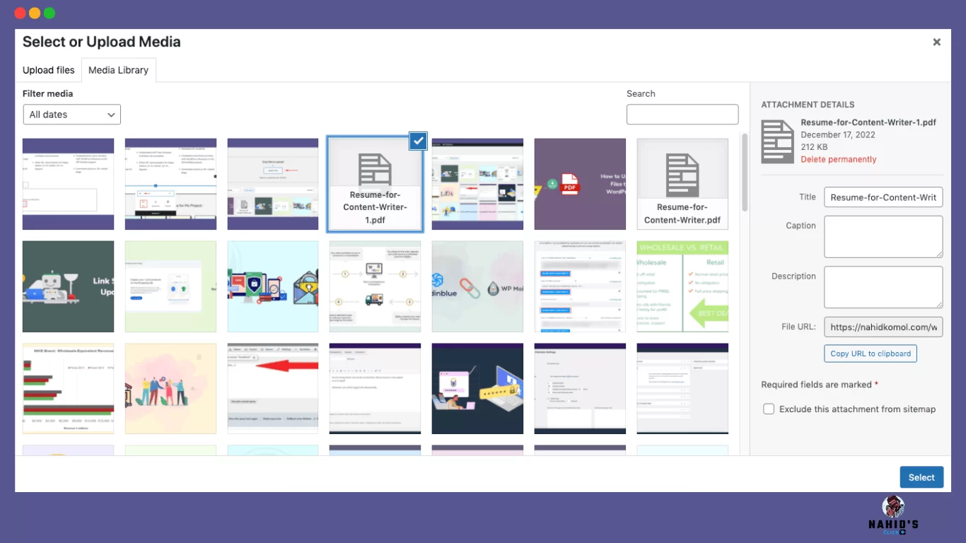 Adding media file to the page