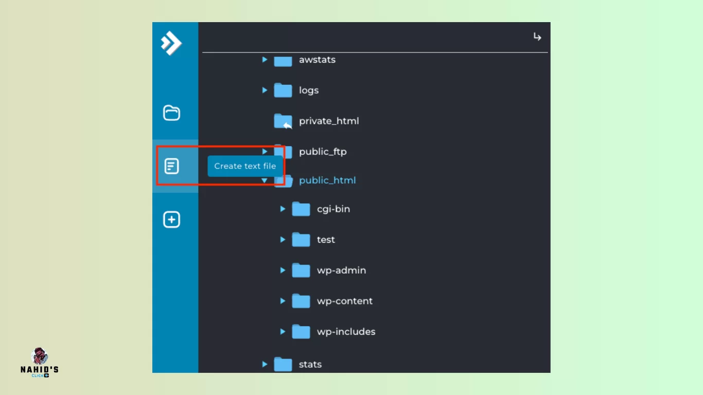 Creating a new file in cpanel