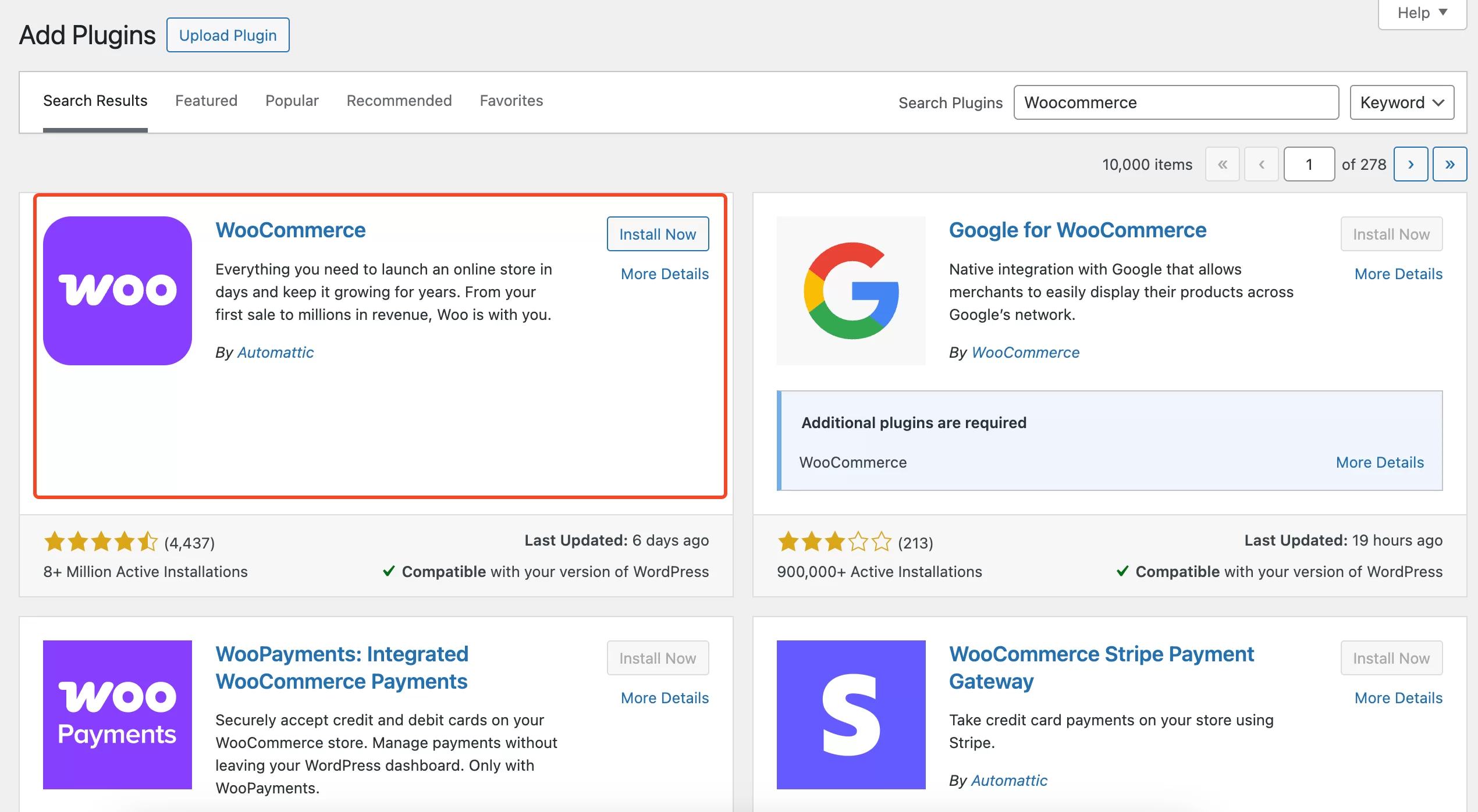 Installing WooCommerce