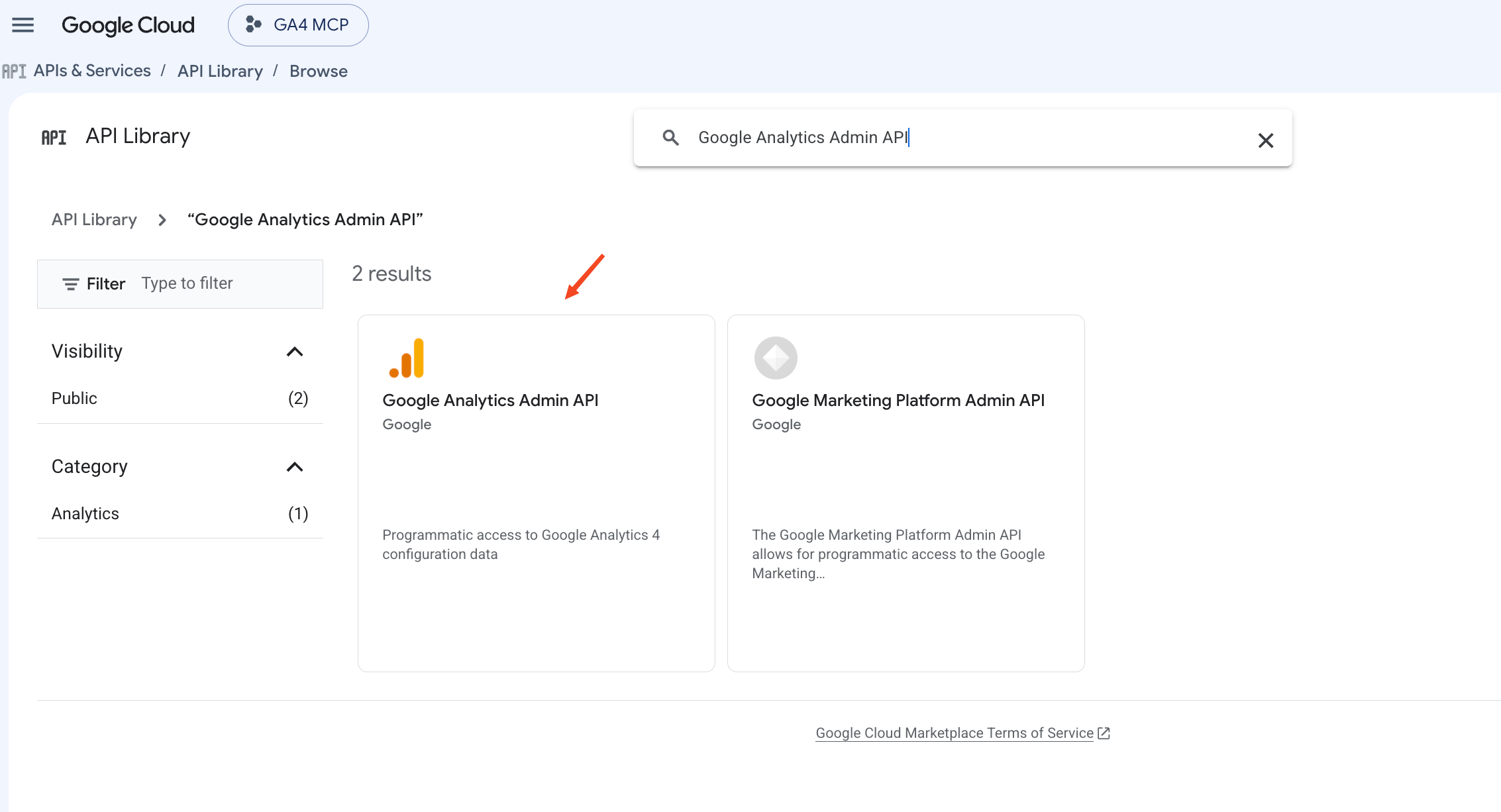 Enabling the Google Analytics Admin API 