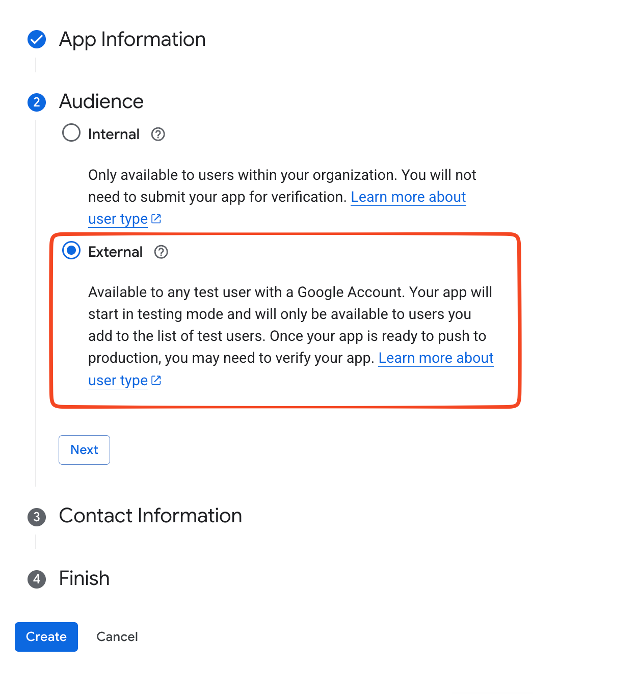 Selecting app for the external use