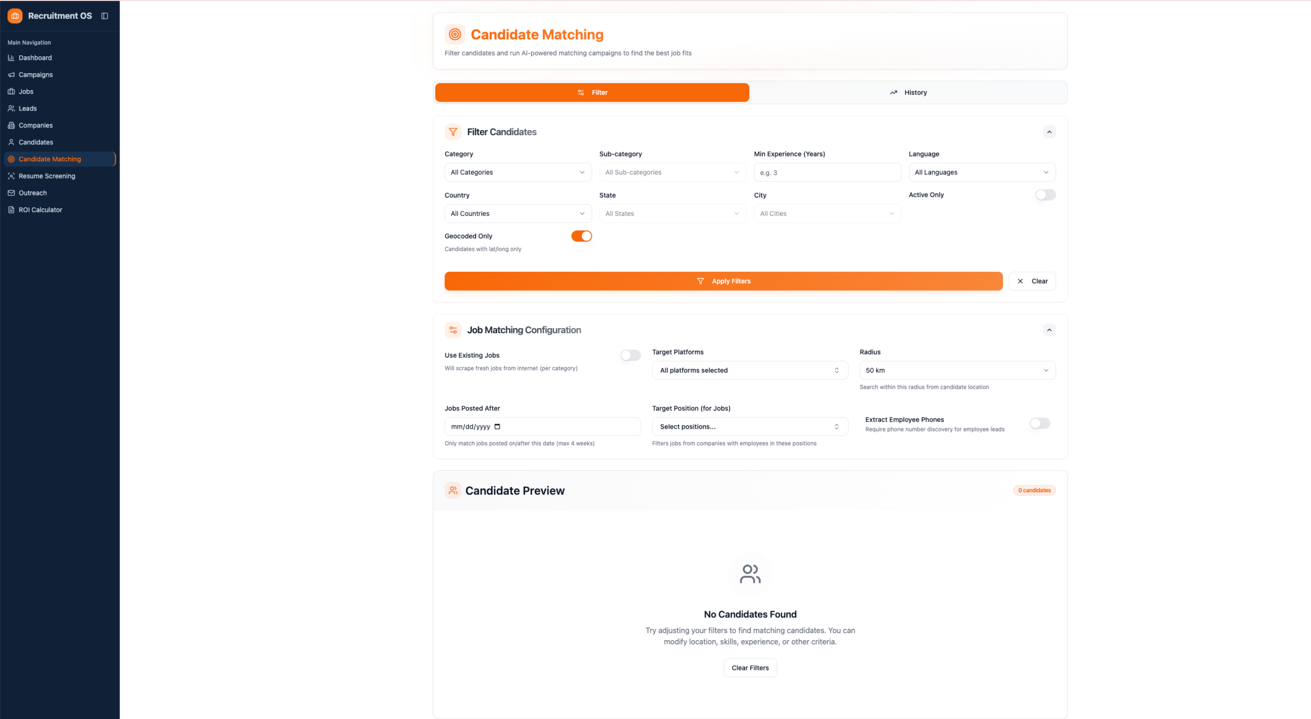 Candidate Management & AI Matching