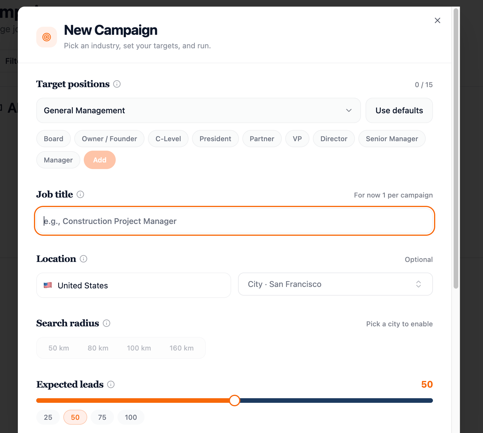 creating new campaign